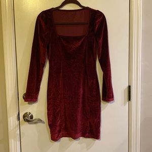 wine velour dress
